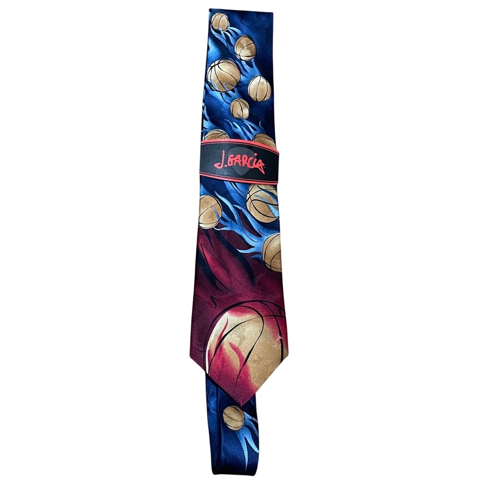 J. Garcia Men's Basketball Silk Tie Navy Burgundy Abstract Art Necktie‎ NEW